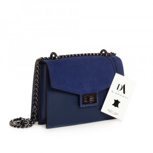 Geanta dama de umar din piele naturala DiAmanti Asti albastru inchis